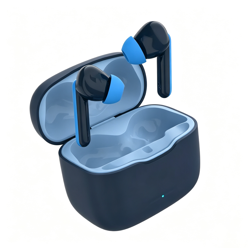 Space Blue Wireless Bluetooth Earbuds 85dB Volume‑Limit USB‑C Charging Water‑Resistant