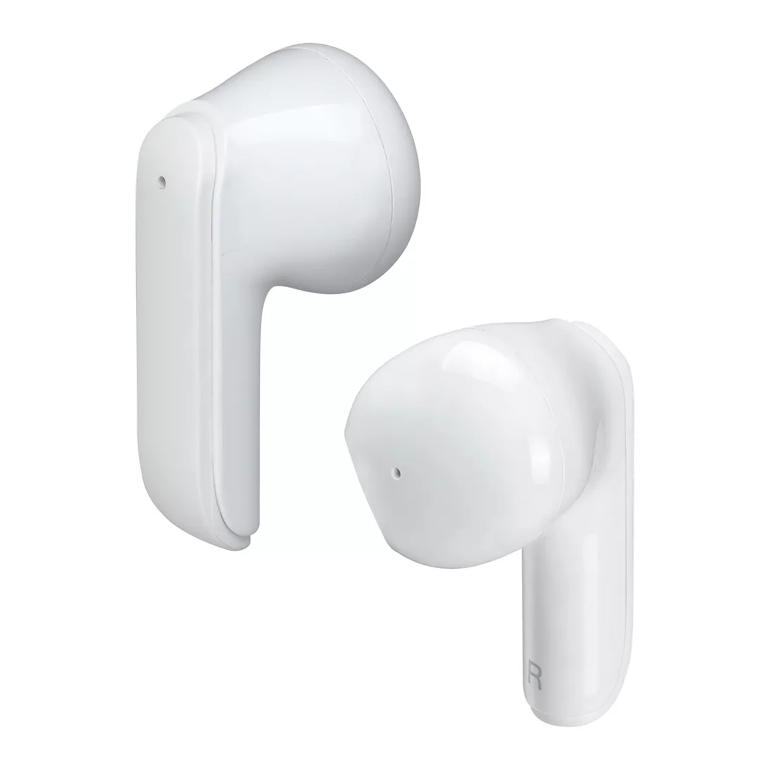 White Wireless Earbuds Transparent Charging Case Built‑In Mic On‑Ear Controls