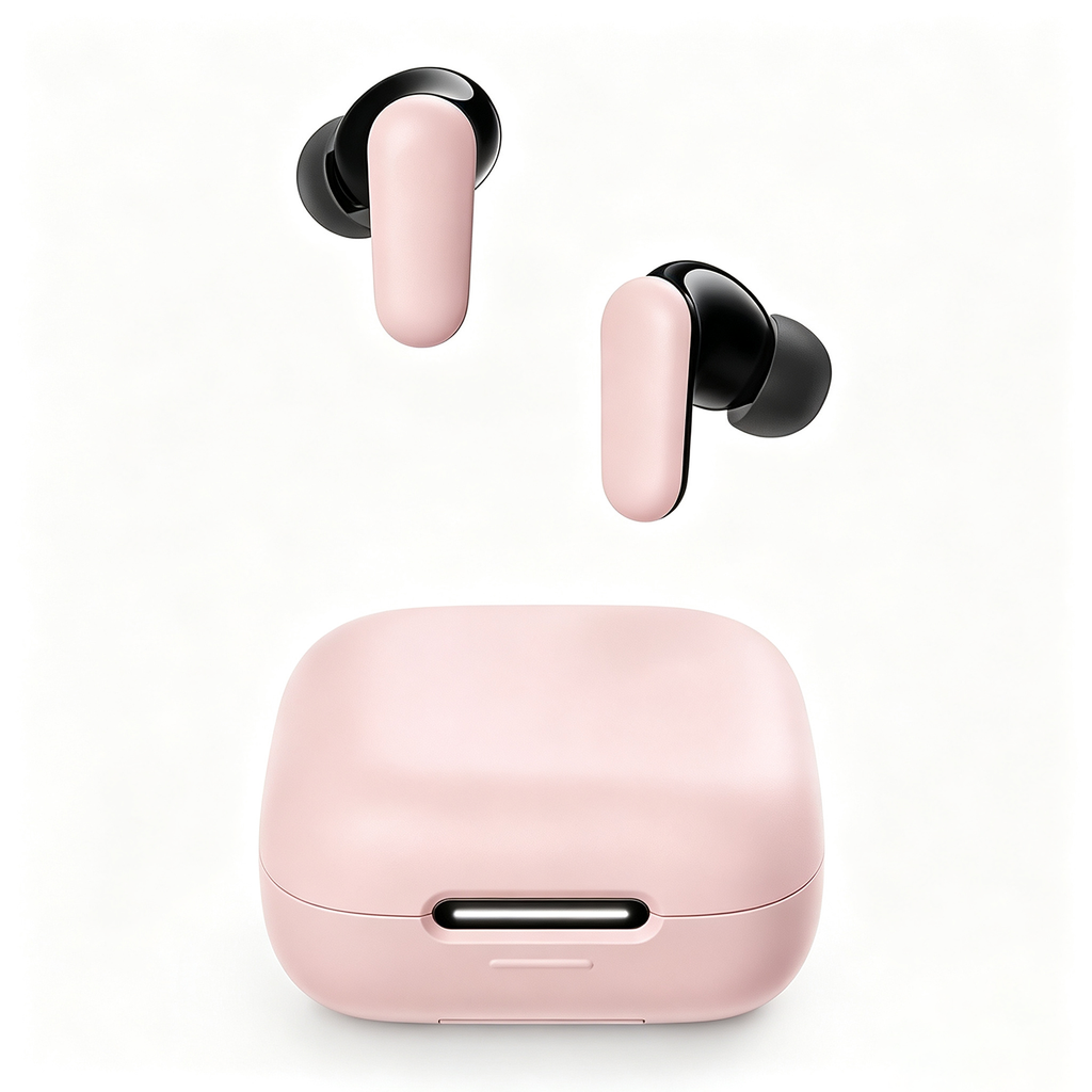 Pink Wireless Noise Cancelling Earbuds 42dB ANC Phone‑Stand Charging Case Fast Charge